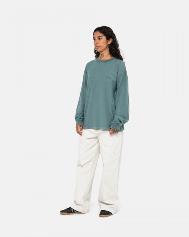 Turquoise Stussy Lazy Ls Tee Men Tops | BXA-1073