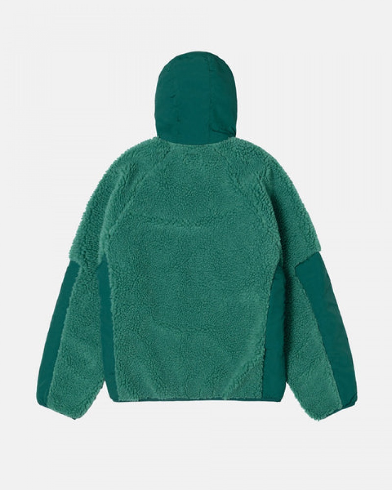 Turquoise Stussy Sherpa Paneled Hooded Jacket Men Jackets | NHY-4943