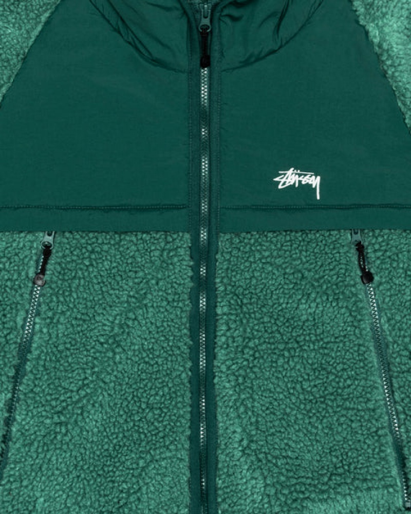 Turquoise Stussy Sherpa Paneled Hooded Jacket Men Jackets | NHY-4943