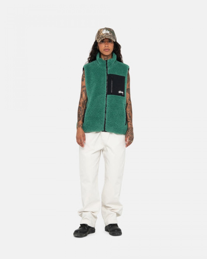 Turquoise Stussy Sherpa Reversible Vest Men Vest | VYW-3437