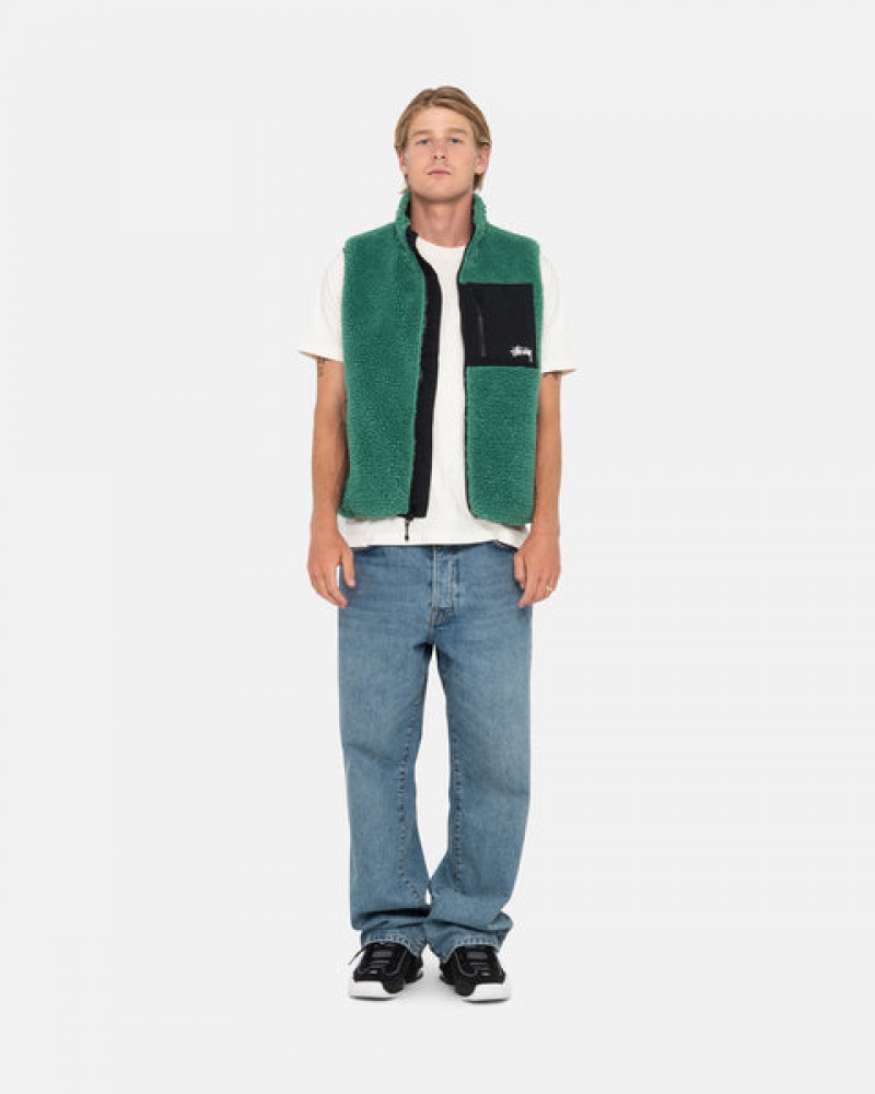 Turquoise Stussy Sherpa Reversible Vest Men Vest | VYW-3437