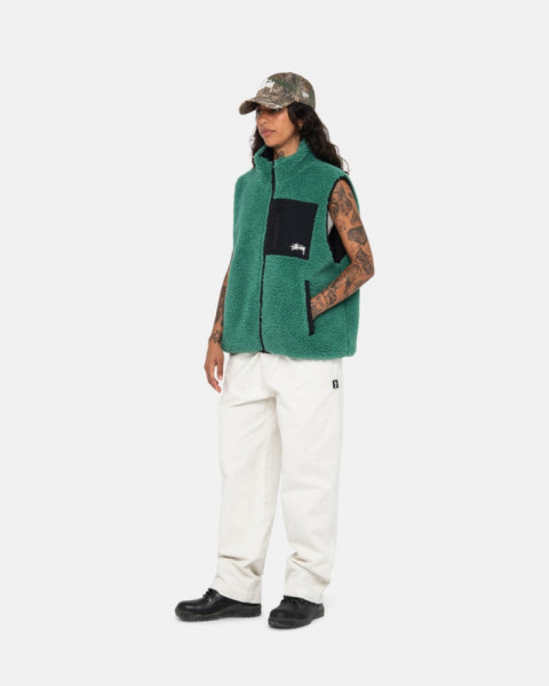 Turquoise Stussy Sherpa Reversible Vest Men Vest | VYW-3437