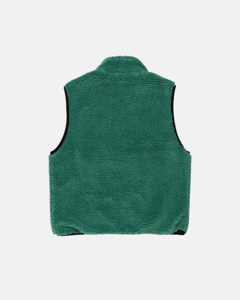 Turquoise Stussy Sherpa Reversible Vest Women Vest | DBA-9267