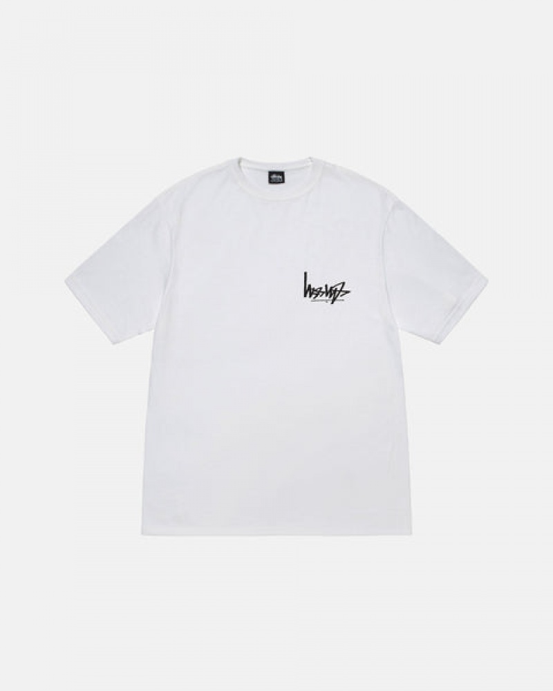 White Stussy Flipped Tee Men T Shirt | QTC-7089