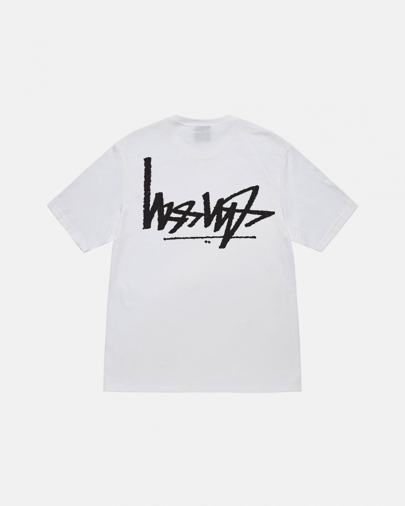 White Stussy Flipped Tee Men T Shirt | QTC-7089