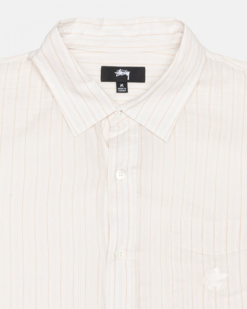 White Stussy Light Weight Classic Shirt Men Shirts | MKJ-2066