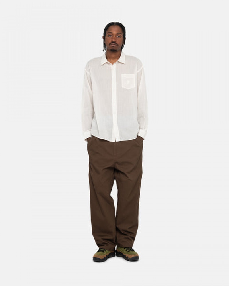 White Stussy Light Weight Classic Shirt Men Shirts | MKJ-2066