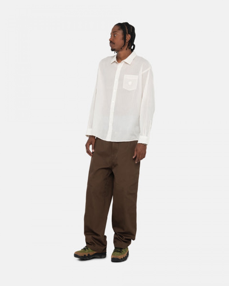 White Stussy Light Weight Classic Shirt Men Shirts | MKJ-2066