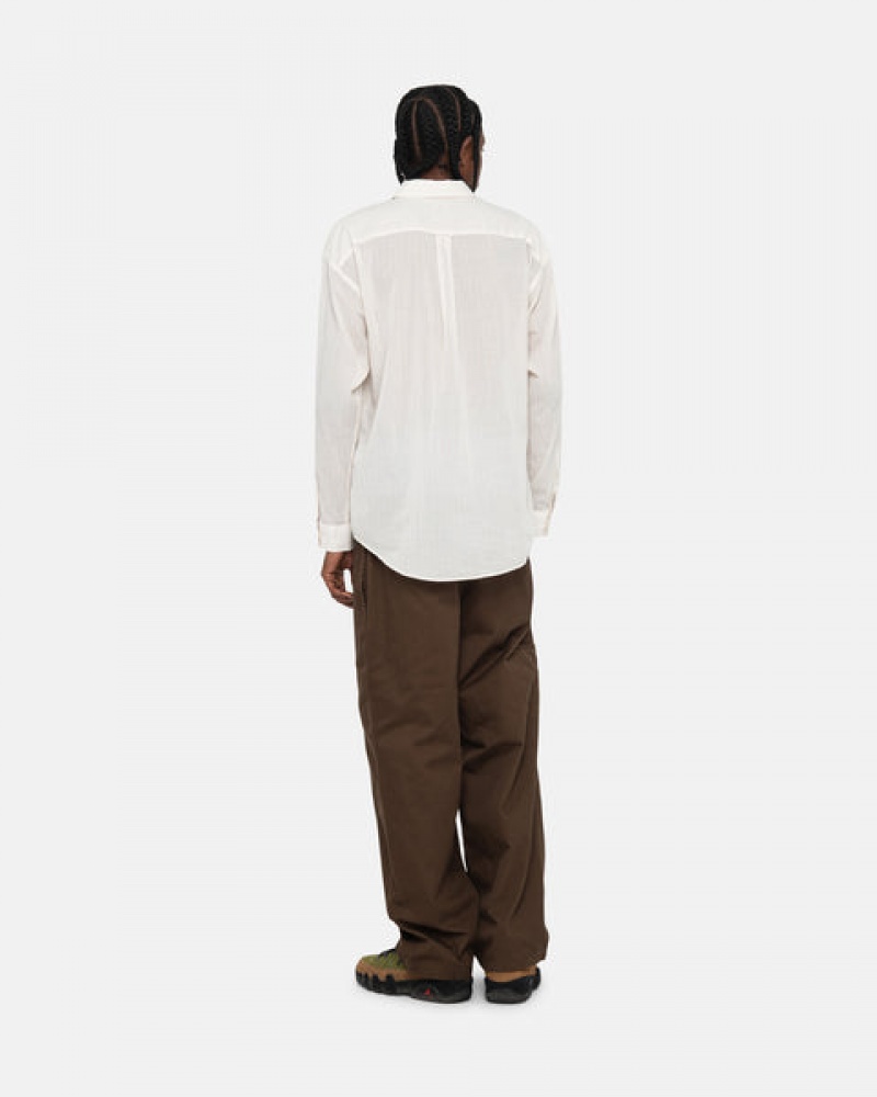 White Stussy Light Weight Classic Shirt Men Shirts | MKJ-2066