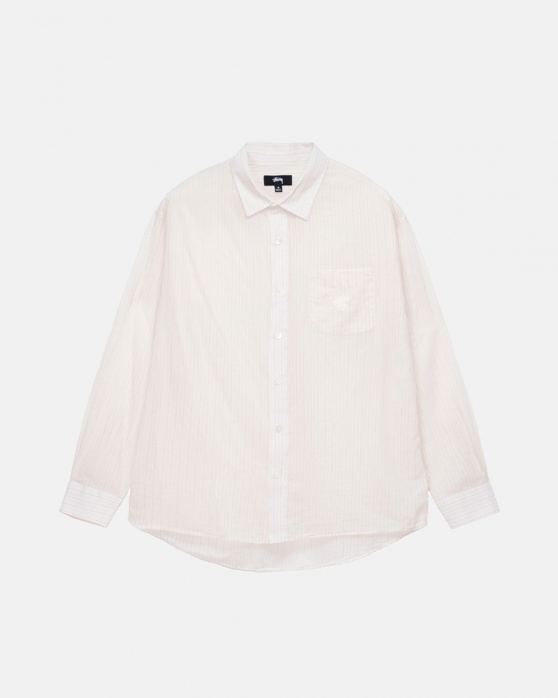 White Stussy Light Weight Classic Shirt Men Shirts | MKJ-2066