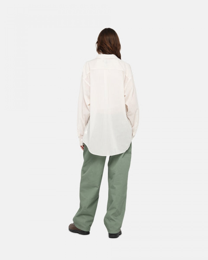 White Stussy Light Weight Classic Shirt Women Shirts | TMH-4028