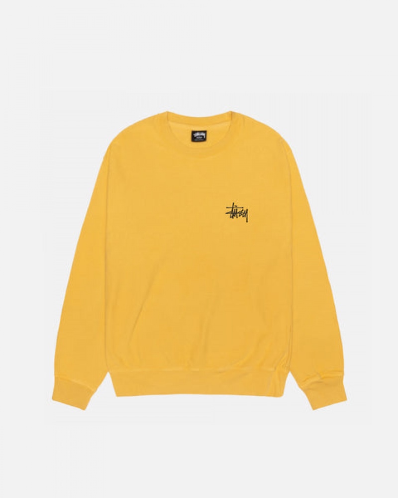 Yellow Stussy Basic Stussy Crew Pigment Dyed Women Sweatshirts | ZSV-6705