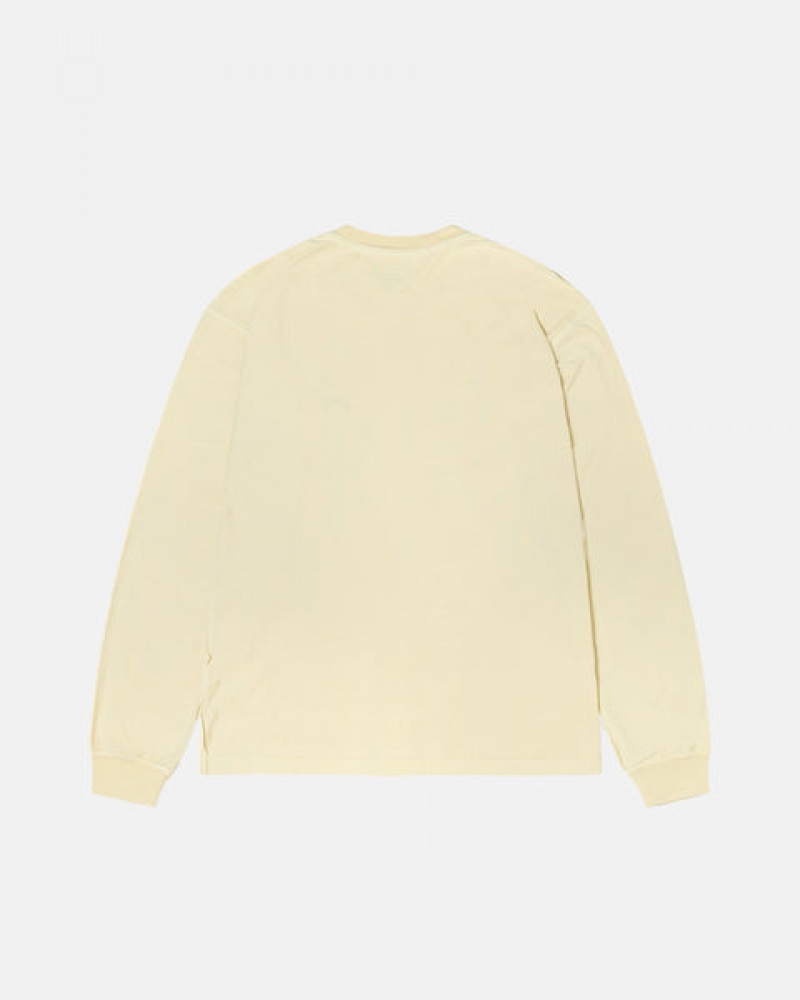 Yellow Stussy Lazy Ls Tee Men Tops | JSW-4667