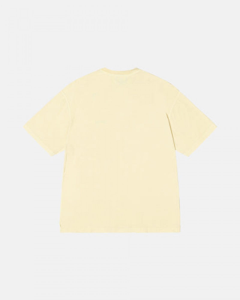 Yellow Stussy Pig. Dyed Inside Out Crew Women T Shirt | SMR-4159