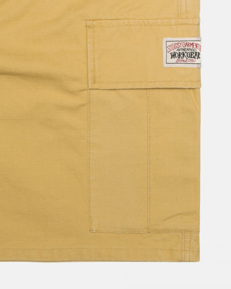 Yellow Stussy Ripstop Cargo Beach Short Men Shorts | XGH-2047