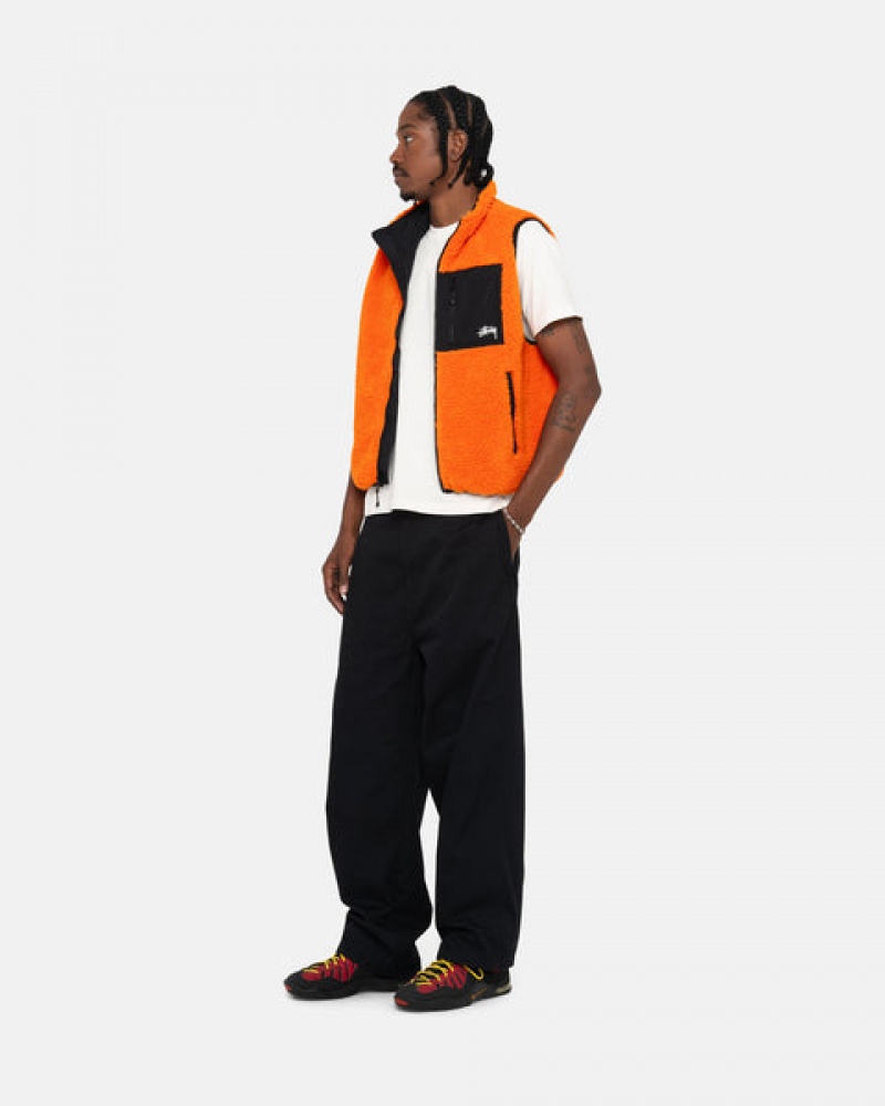 Yellow Stussy Sherpa Reversible Vest Women Vest | NBI-5163