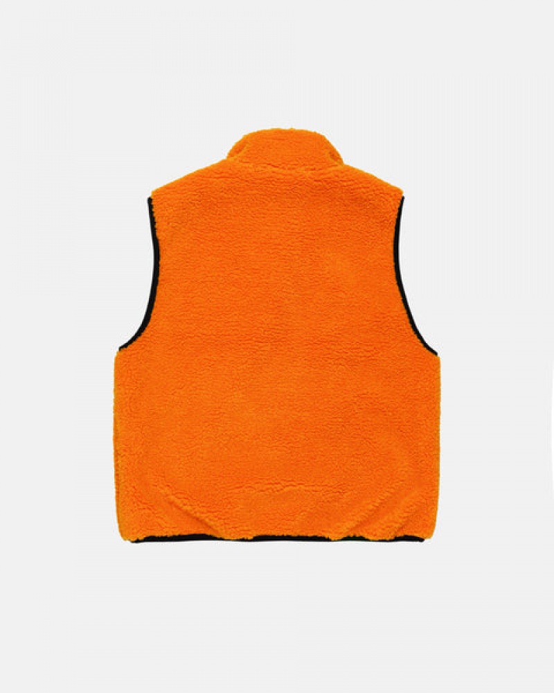 Yellow Stussy Sherpa Reversible Vest Women Vest | NBI-5163